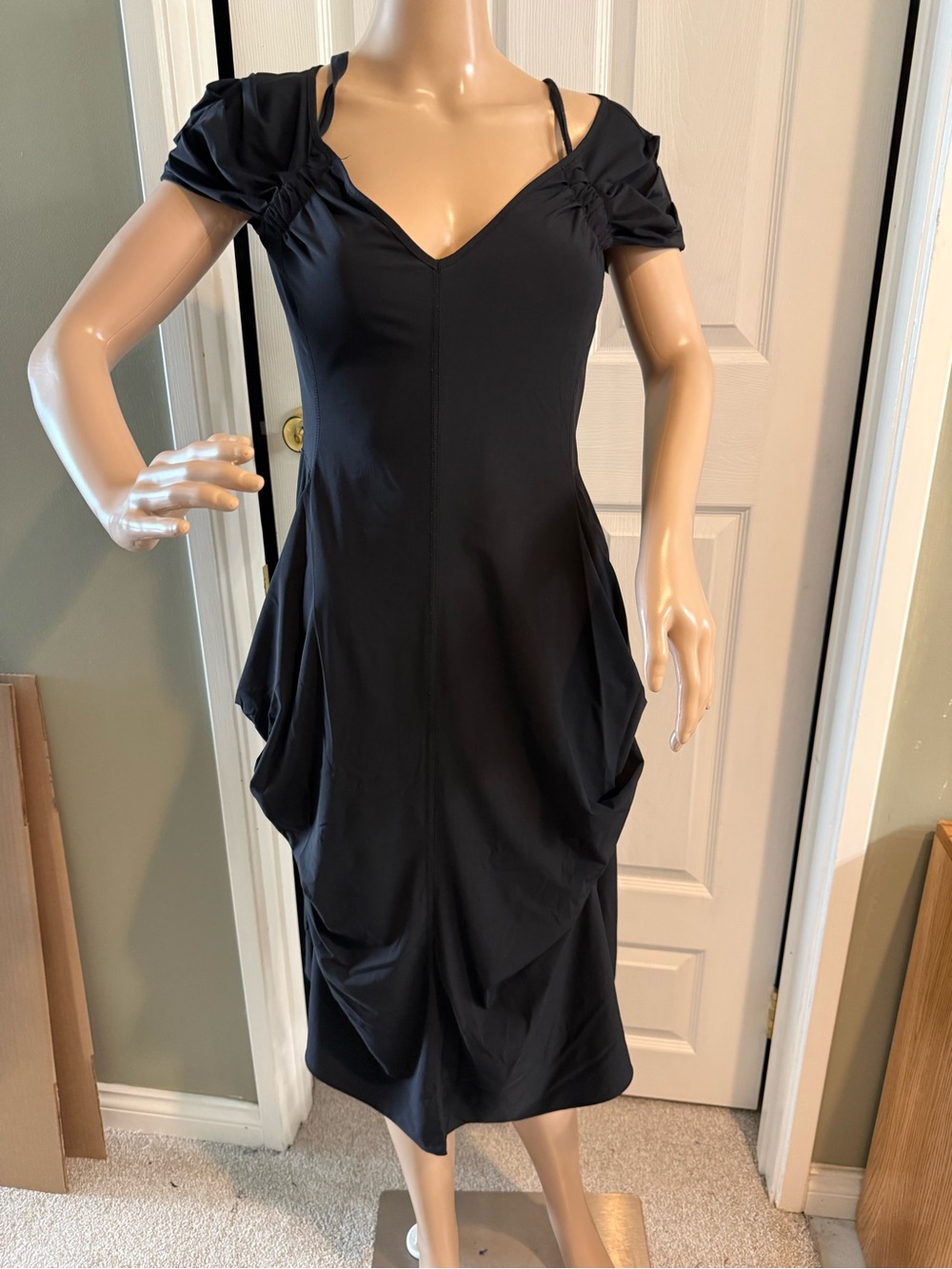 Sun Light Paris Dress Artsy Lagenlook Size T2 US S Travel Lightweight Black